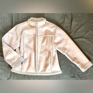 Hanna Anderson Faux Shearling Winter Jacket Off White Womens Large Pre Owned